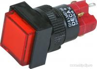 Кнопка D16LMS1-1abKR 250В 5А без фиксации LED подсветка квадратная красный
