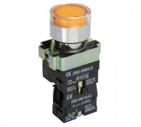 Кнопка LAY5-BW3561 IEK  без фиксации LED подсветка кругл  желтый