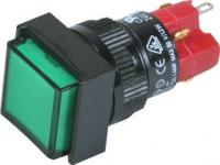 Кнопка D16LMS1-1abKG 250В 5A без фиксации LED подсветка квадратная зеленый